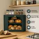 2 Tier Corner Bread Box for Kitchen Countertop, Green, Large