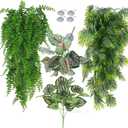 Reptile Plants for Bearded Dragon Tank Accessories, Terrarium Plant Artificial Decor for Snake Cage, Fake Plant for Leopard Gecko Habitat, Lizard Chameleon Ball Pythons (Group ABN)