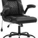 Office Chair with Adjustable Inflatable Lumbar Support,Leather Ergonomic Computer Desk Chair with Flip-up Arms,Adjustable Tilt Lock,Swivel Rolling Executive PC Chair for Work,Study,Meeting.Black - Missing Pieces