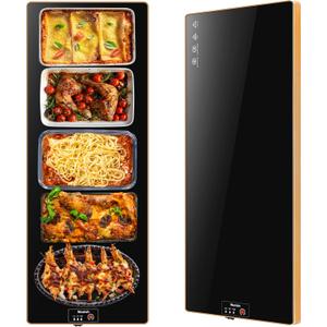 Electric Warming Tray (Extra Long 40x12), Warming Mat For Food with Thermostat & Full Surface Heating, Food Warmers For Parties Buffet & Gatherings, Temperature Adjustable Tempered Glass Warming Mat