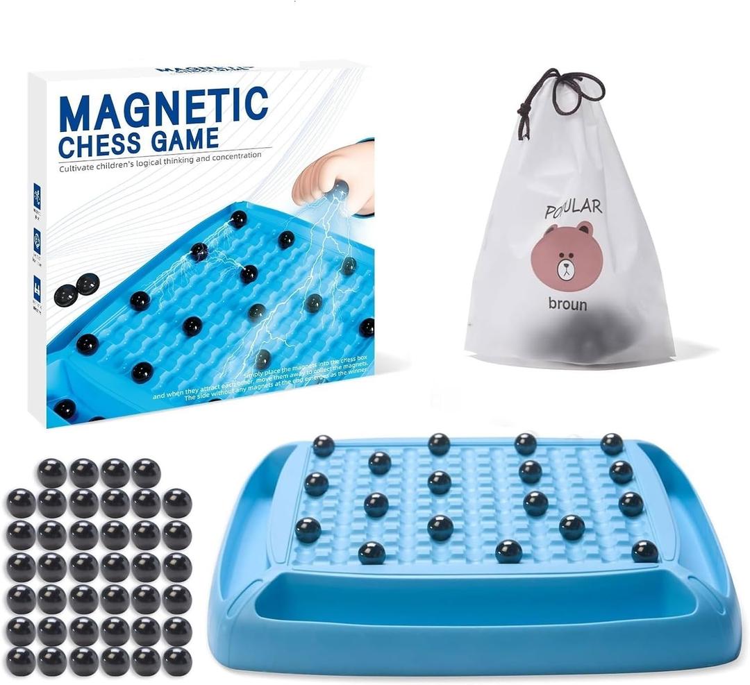 Magnet Game, Magnetic Game Fun Family Board Games for Kids and Adults, Magnet Chess Game 40Pcs, Table Top Magnetic Board Game, 2-4 Players