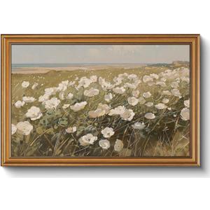 Gold Framed Wall Art Vintage Wildflower Farmhouse Flora Canvas Print, 16"x24"