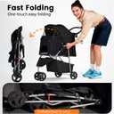 BestPet | 3-Wheel Pet Stroller | Dog and Cat Stroller | Breathable Mesh | Lightweight Travel Carrier | Waterproof & Foldable Design | Storage Basket | Black | for Daily Walks & Outdoor Use