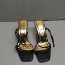 Women's Strappy Kitten Heels Square Open Toe Sandals Party Wedding Ankle Strap Shoes (7.5, Black)