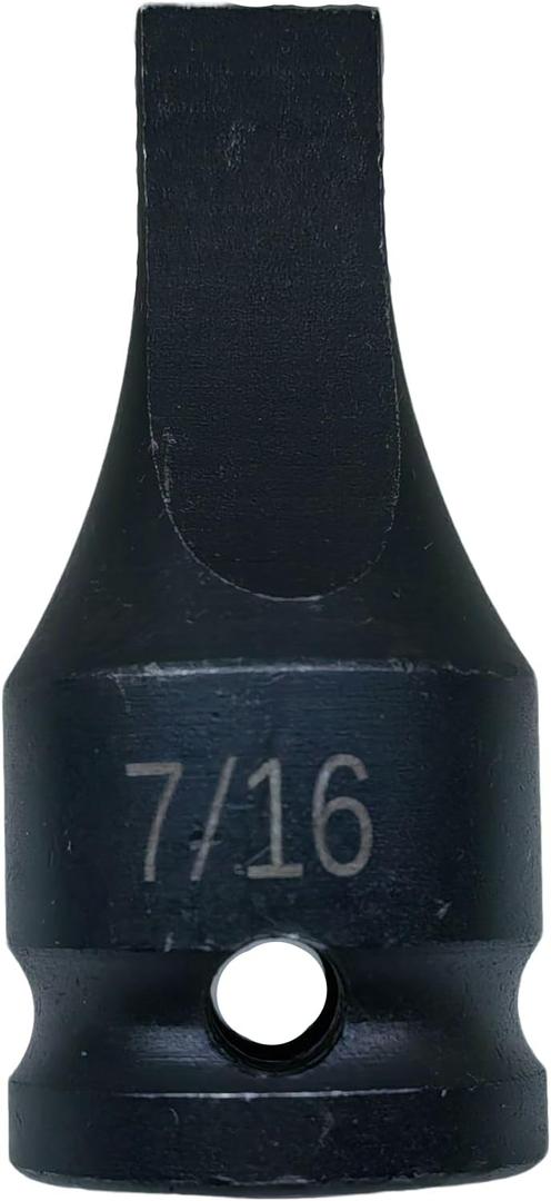 1/2-inch Drive Slotted Screwdriver Bit Socket/Drag Link Socket, 7/16" Width x 0.05" Thickness Tip, Heat-Treated Cr-Mo Alloy Steel