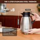 Thermal Coffee Carafe, 2L/68 Oz Stainless Steel Vacuum Insulated Thermoses, Double-Wall Design, 24-Hour Hot & Cold, Leak-Proof, Portable for Travel,Camping,Office