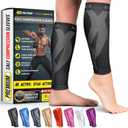 BLITZU Calf Compression Sleeve for Men & Women Footless Compression Socks Support Runners Leg Sleeve Shin Splints Pain Relief (Black L-XL)