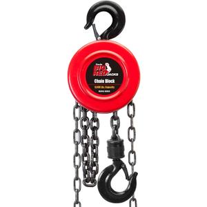 BIG RED TR9030-1 Torin Manual Hand Lift Steel Chain Block Hoist with 2 Hooks, 3 Ton (6,000 lb.) Capacity,10ft/3m Red