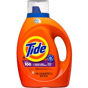 Tide Laundry Detergent Liquid, Spring Meadow Scent, 64 Loads, 84 fl oz, Works on 100% of Common Stains