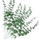 Tinsow 10 PCS Real Touch Leaf Artificial Eucalyptus Stem Faux Eucalyptuses Wedding Bouquet Centerpiece Home Decor (Green, 10)