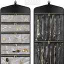 CHICECO Travel Jewelry Holder Organizer,Hanging Jewelry Organizer Storage with Zippered Pockets for Cloest,Jewelry Holder for Earrings, Necklaces (Grey Black)