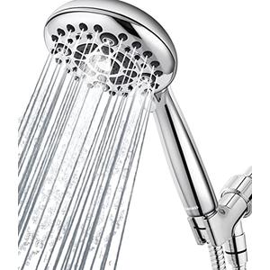 DAKINGS 6 Spray Modes High Pressure Handheld Showerhead Set Upgraded 5 Inches Shower Head with Handheld Spray Premium Chrome Handheld Shower Head 60 Inches Stainless Steel Hose-1-Min Install
