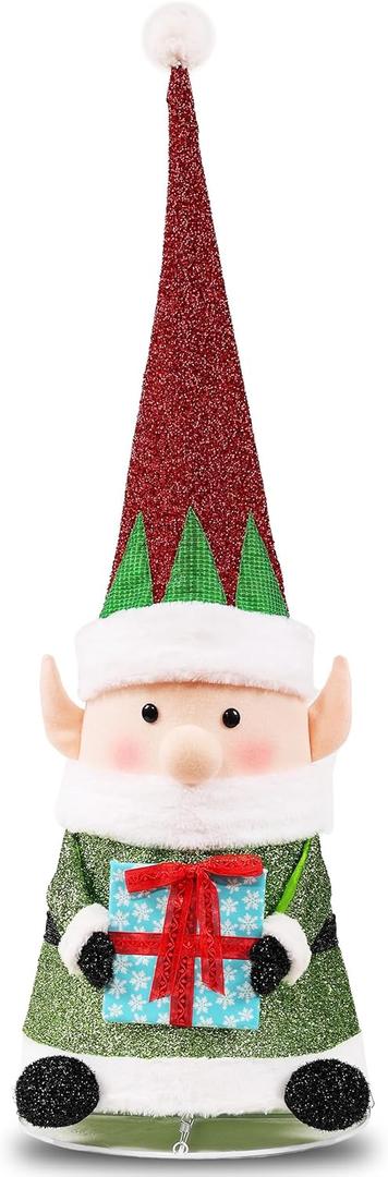 45INCH Christmas Decor, Elf with LED Lights, Elf Decorations Gift for Xmas, New Year, Winter, Outdoor Indoor Home Office Decorations(Red and Green)