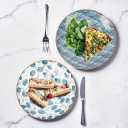 Small Ceramic Salad Plates Set of 4, 7 Inch (13oz) Japanese Appetizer Plates for Sushi Snacks, Dessert Plates for Cake Fruit, Blue & White Dinnerware, Microwave Dishwasher Safe