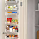 12.3" W Narrow Over the Door Pantry Organizer, 6-Tier Over the Door Organizer with Adjustable Basket, Pantry Door Organization for Pantry Kitchen Storage Room Spice Rack, White