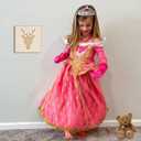 Aoiviss Girls Princess Costume Dresses Pink Princess Dress Up Clothes with Accessories for Halloween Cosplay Carnival Party