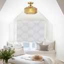 Flush Mount Light Fixture 11.02" Farmhouse 1 Light Ceiling Fixture with Amber Striped Hand Blown Glass Shade, E26 Base for Kitchen, Dining Room, Hallway