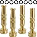 Triumpeek Solid Brass Hose Nozzle, 4 Pack 4"L Heavy Duty Brass Garden Hose Nozzle with 8 Rubber Washers