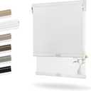 Boolegon Dual Roller Shades, Cordless Double Window Shades Blackout and Light Filtering Shades with Valance, Day and Night Roller Blinds for Home Office Door, Linen White & White