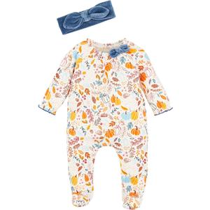 Mud Pie baby-girls Mud Pie Baby Girl Sleeper, Pumpkin Floral (6-9 Months)