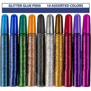 Tassel Toppers 10 Pack - Non-Toxic Washable Glitter Glue Stick Set, Glitter Glue Gel Pens for Art Projects, Grad Caps Assorted Colors Glue Stick, Decorating Supplies, Glitter Pens,