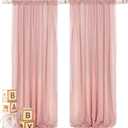 Dusty Pink Backdrop Curtain for Parties Chiffon Drapes for Backdrop Sheer Curtains for Wedding Birthday Party Baby Shower Background Decorations - 2 Panels 5ft X 10ft