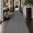 Color&Geometry Door Mat 2'4"x12' Runner Rug with Rubber Backing, Non Slip Washable Hallway Rug, Carpet Runners for Hallway Living Room Bedroom, Heather Light Grey (Rolled-up NO Creases), 28"x144"