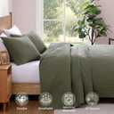 WRENSONGE King Size Quilt-3 Pieces Lightweight Bedspreads Olive Green King Quilt Bedding Set for All Seasons, Soft Summer Coverlet with 2 Pillow Shams Suitable for Bed, Couch, Quilt Blanket