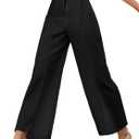 Women's High Waist Casual Palazzo Pants Drawstring Smocked Boho Wide Leg Beach Trousers Flowy Loose Fit Pant (Black, M)