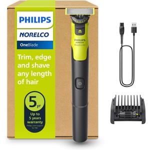 Philips Norelco OneBlade 360 with Connectivity Hybrid Face, Electric Beard Trimmer and Shaver, with 360 Blade Technology, 1x360 Blade for Face, 5in1 Adjustable Comb, Model QP4530/90