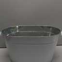 1PC Galvanized Tub Ice Bucket for Parties, Thick Metal Galvanized Drink Buckets, Beverage Tub with Handles, Drink Bucket for Indoor & Outdoor Party (White)