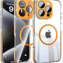 Misscase for iPhone 16 Pro Magnetic Case,[Military Drop Protection] Clear Hard Plastics Cover, Camera Lens Protector,Compatible with MagSafe,Anti Yellowing Full Protection Cases-Orange