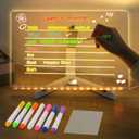 LED Note Board with Colors, Acrylic Dry Erase Board with Light, Magical Light Board, Light Up White Board with 7 Color Pen and Adjustable Stand, for Office School Home, Gift for Kids(12"x8") (Large)
