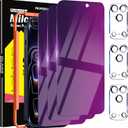 Milomdoi 3 Pack Gradient Colorful Privacy Screen Protector for iPhone 17 Pro Max [Anti-Blue Light Private Film], 3 Pacs Camera Lens Protector Accessories, Case Friendly, Anti-Spy Tempered Glass