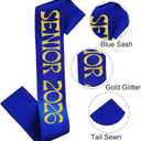 Senior 2026 Sash Set of 10, Royal Blue Graduated Sash with Gold Glitter Letter Senior Class 2026 for Graduation Celebrations Decorations