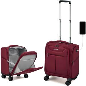 Hanke Underseat Carry On Luggage with Wheels, Lightweight Small Suitcase Airline Approved 16 Inch Softside Personal Item Travel Bag for Women Men, Compact Under Seat Luggage.(Burgundy)