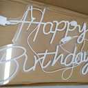 22" x 14.5" Happy Birthday Neon Sign for Backdrop, LED Happy Birthday Light Up Sign, USB Powered Dimmable Neon Light for Birthday Party Decorations, Wall Decor, Warm White