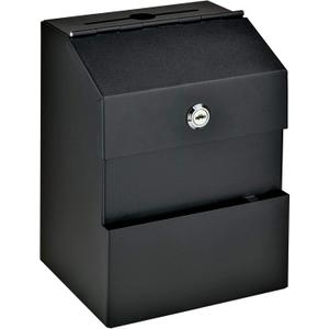 Mail Boss Locking Steel Suggestion Box Key Drop Box, Black
