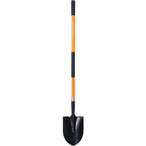 Heavy Duty Gardening Shovel, 56 Inch Round Blade with Fiberglass Handle (Orange)