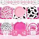 Cowgirl Birthday Party Decorations Supplies - 229 Pcs Western Disco Party Kit with Banner, Plates, Cups, Cutlery, Balloons & Table Cover, Serve 30