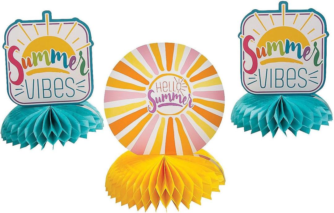 Fun Express Summer Party Honeycomb Centerpieces - Set of 3 
