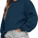 ANRABESS Women's Sweatshirts Hoodies Crewneck Oversized Fleece Pullover Sweaters Cute Top Y2K Teen Girls Preppy Clothes 2024 Navy Blue X-Large