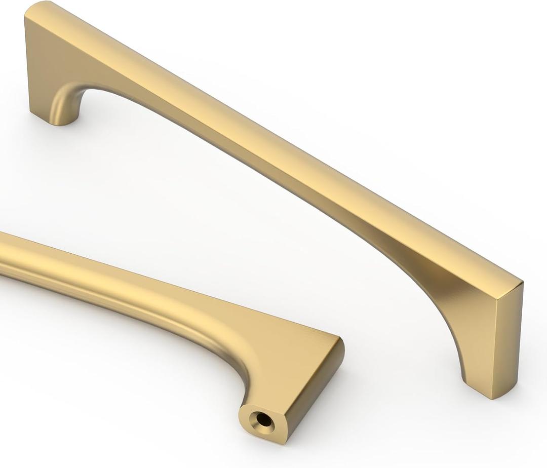 Asidrama 10 Pack 5 Inch(128mm) Champagne Bronze Cabinet Pulls Kitchen Cabinet Handles Champagne Gold Hardware for Cupboard Drawer Pulls 2321