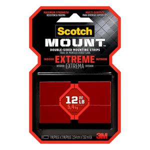 Scotch Extreme Mounting Strips, Double-Sided Heavy Duty Tape, 8 Strips, 1 in x 3 in, Use Instead of Nails or Screws, Works on Painted surfaces, Metals, Acrylic, Hard Plastics and More (414H-ST)
