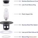 Universal 2 in 1Bathroom Sink Stopper, 2 Pack Pop Up Bathroom Sink Drain Strainer for 1.06"-1.65" Basin Drain Holes, Anti Clogging Drain Filter (Matte Black(s)-2p)