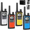 Walkie Talkies for Adults Long Rang NOAA Weather Alerts, Rechargeable Walkie Talkies 2 Way Radio 22 FRS Channel with 1800mAh Li-ion Battery Charger USB-C Cable Outdoor Cruises Camping, 4 Pack