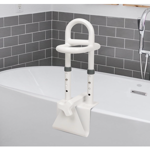 BEEYEO Adjustable Bathtub Safety Rail, Shower Grab Bars Handle with NonSlip Handle for Seniors, Elderly, and Disabled, Fits 3"–6.7" Tub Walls, Supports 300 lbs, Bathroom Safety Bars