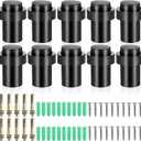 10 Pack Floor Door Stopper Black Cylindrical Door Stops 2.4'' Stainless Steel Floor Mounted Doorstops with Rubber Bumper Modern Decorative Doorstopper Wall Protector for Bottom or Top of Doors