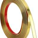 Soengsau Glossy Gold Finish Molding Trim, 393.6"L x 0.4"W Peel and Stick Decoration Strip for Ceiling, Wall, Tile Edge, Furniture Cabinet, Mirror