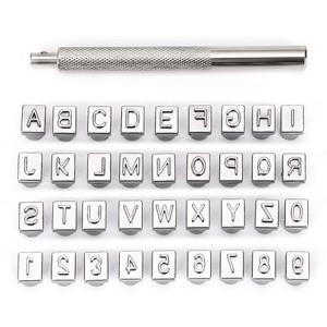 OwnMy Capital Letters and Numbers Stamp Set, 1/4 / 6mm Alphabet Stamp Tools Set Leather Craft Stamping Tools Leather Art Craft Tool (6mm - 36pcs)
